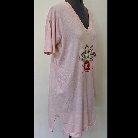 VINTAGE 1980s KAPPA SIGMA SIG LITTLE SISTERS STARDUSTERS PINK KNIT NIGHTSHIRT L - Picture 3 of 6